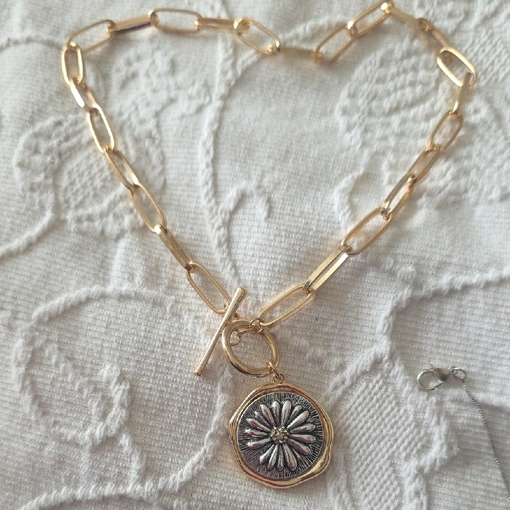 Gold and Silver Pendant Necklace